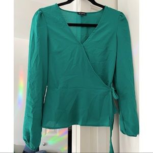 Dynamite green wrap shirt